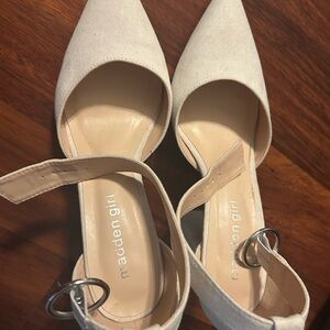 Madden Girl Women's Cream Ankle Strap Heels